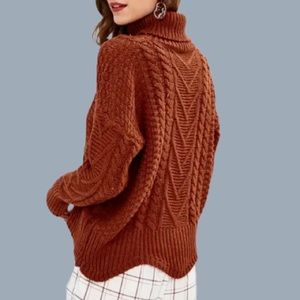 🌼 3/$30 Lulus Burnt Orange Cable Knit Turtleneck